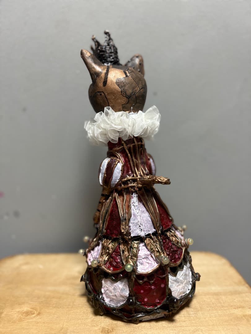 機械猫02 貴婦人猫オブジェ【ハンドメイド