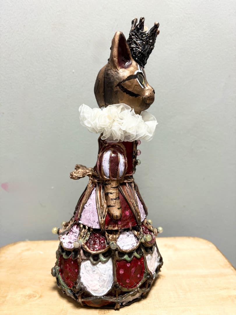 機械猫02 貴婦人猫オブジェ【ハンドメイド