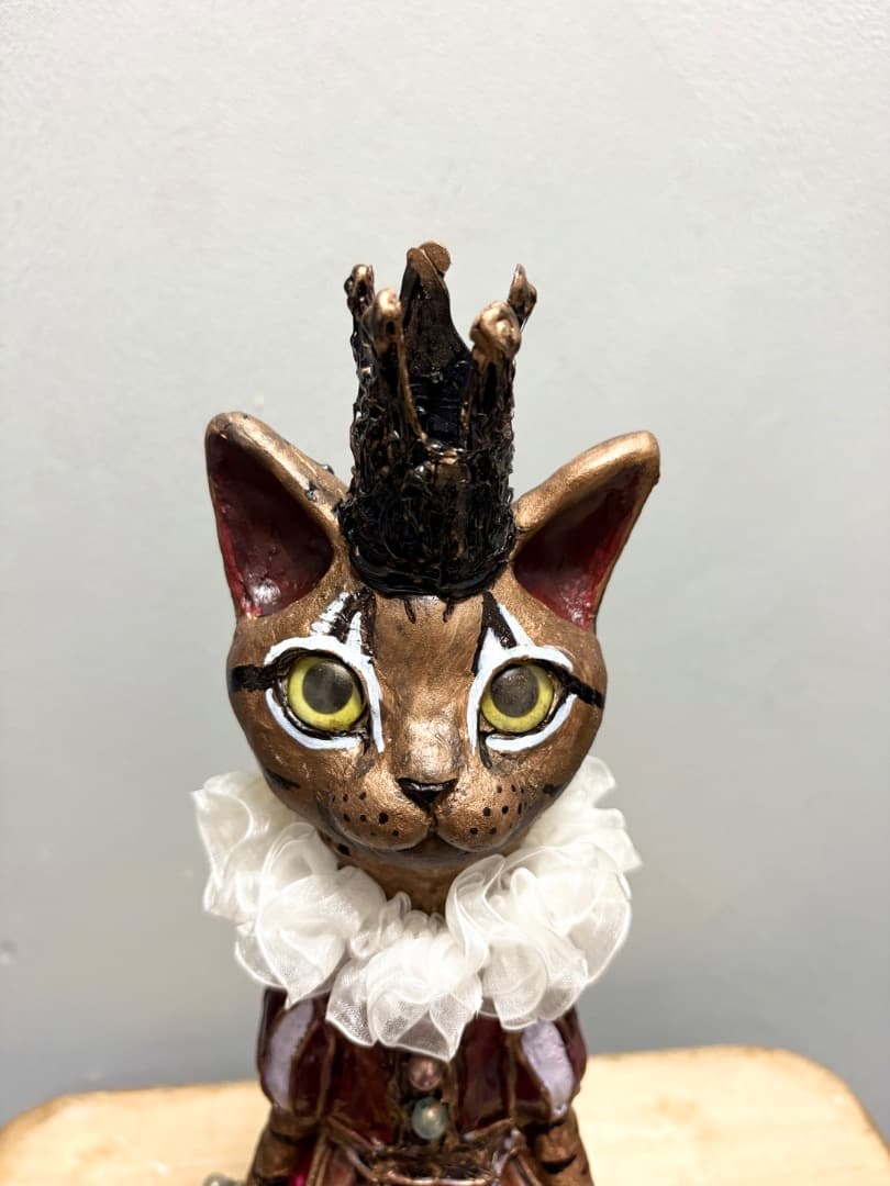 機械猫02 貴婦人猫オブジェ【ハンドメイド