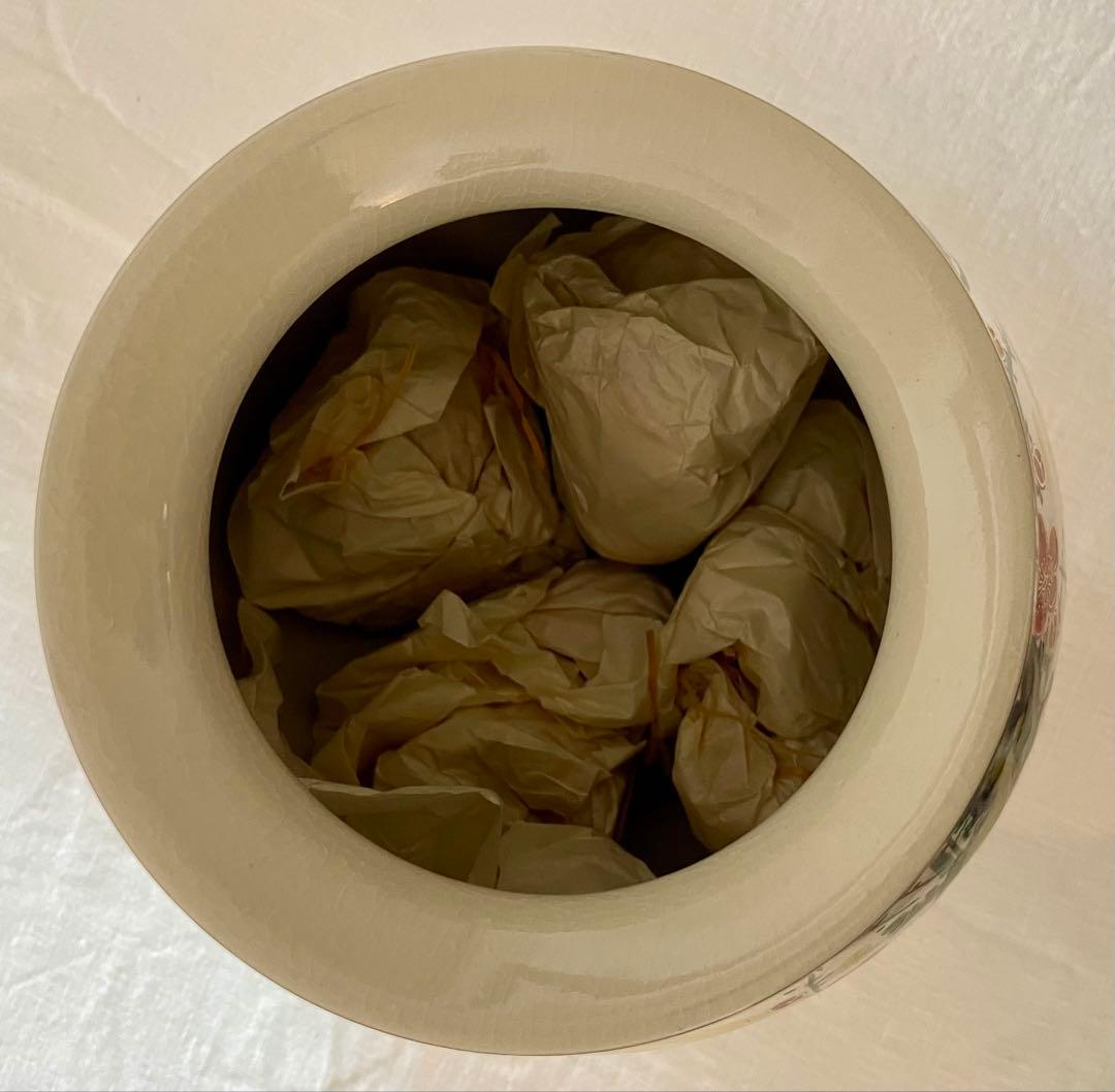 九谷焼 陶仙造 梅鳥図 金彩 花瓶 共箱付 高さ24cm