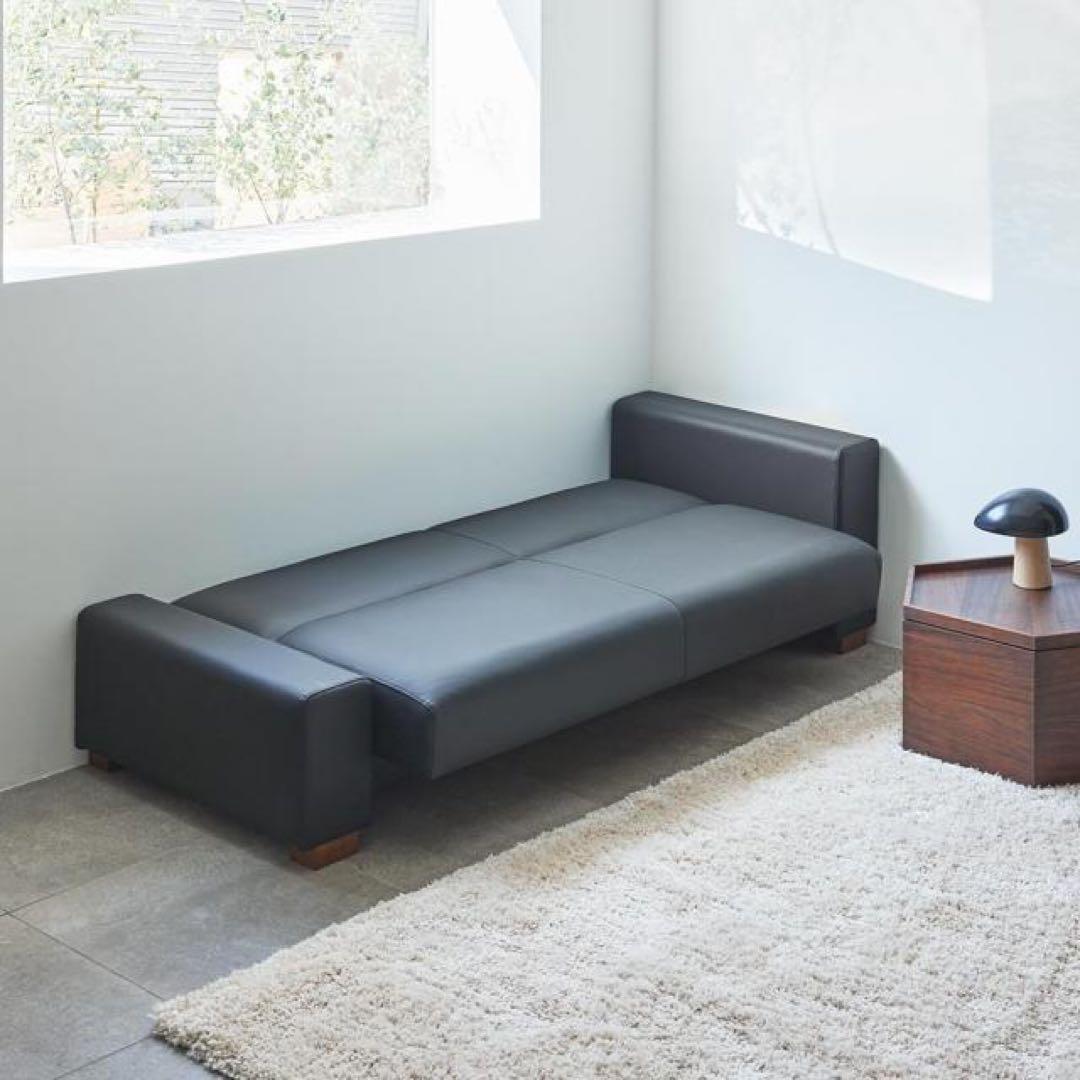 国産　ホワイト　レザー調ソファーベッド　ディノス購入