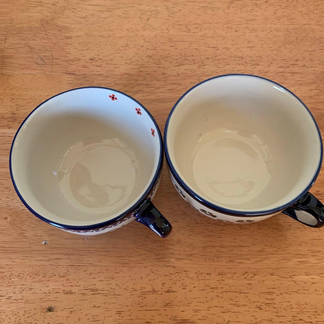 ポーランド陶器のスープカップ2個セット