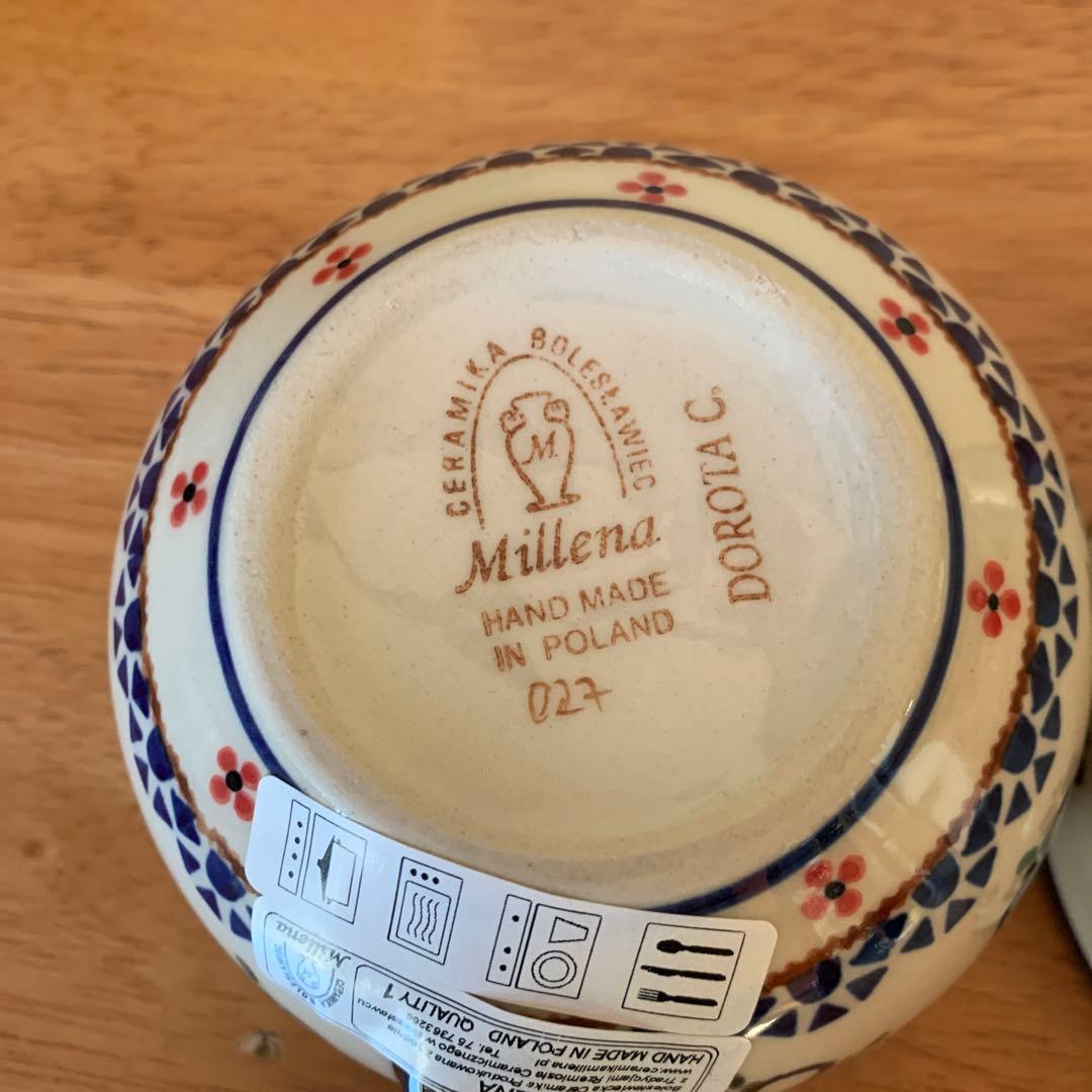 ポーランド陶器のスープカップ2個セット