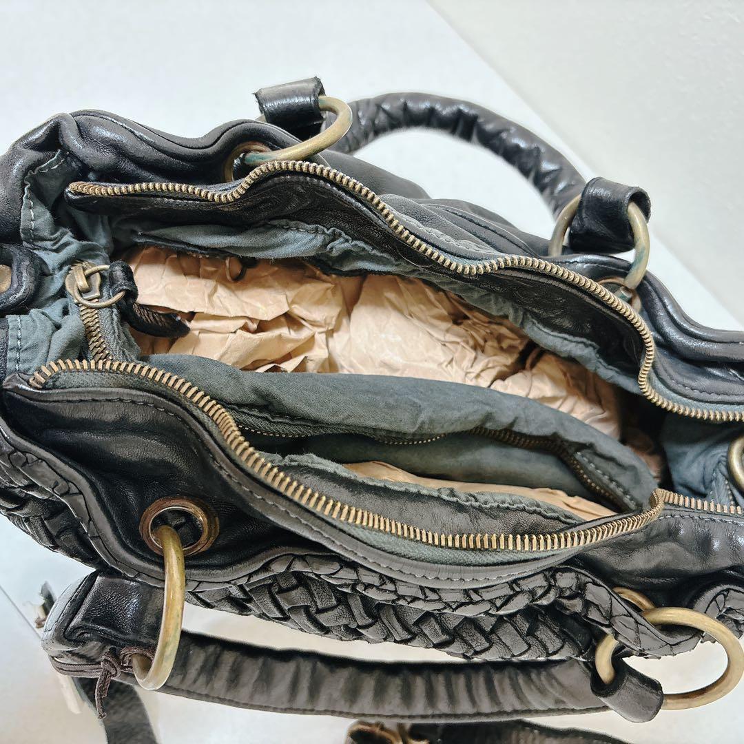 ブルーノロッシ イタリア製 ボストンバッグ ショルダーバッグ 黒 ブラック