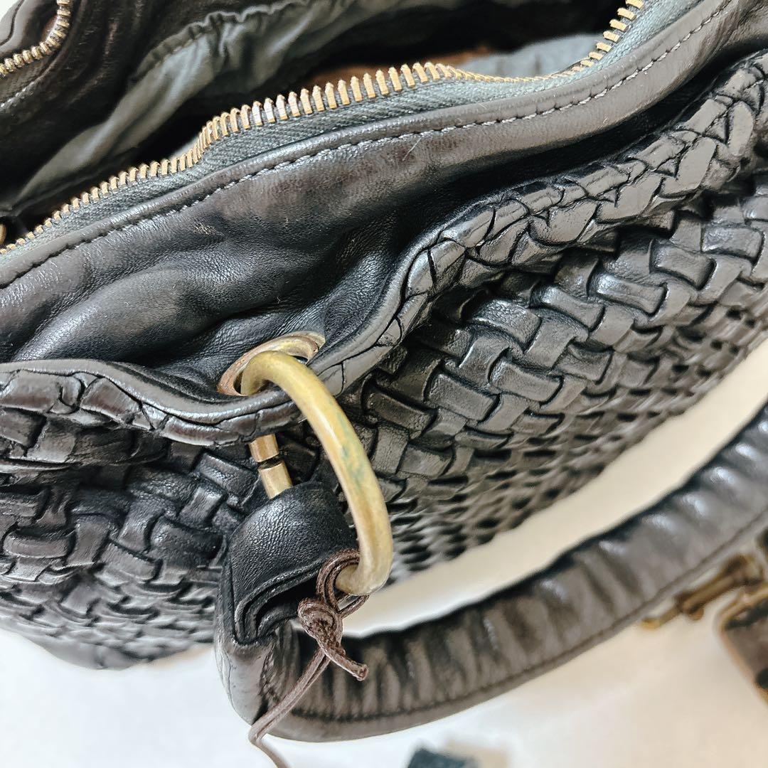 ブルーノロッシ イタリア製 ボストンバッグ ショルダーバッグ 黒 ブラック