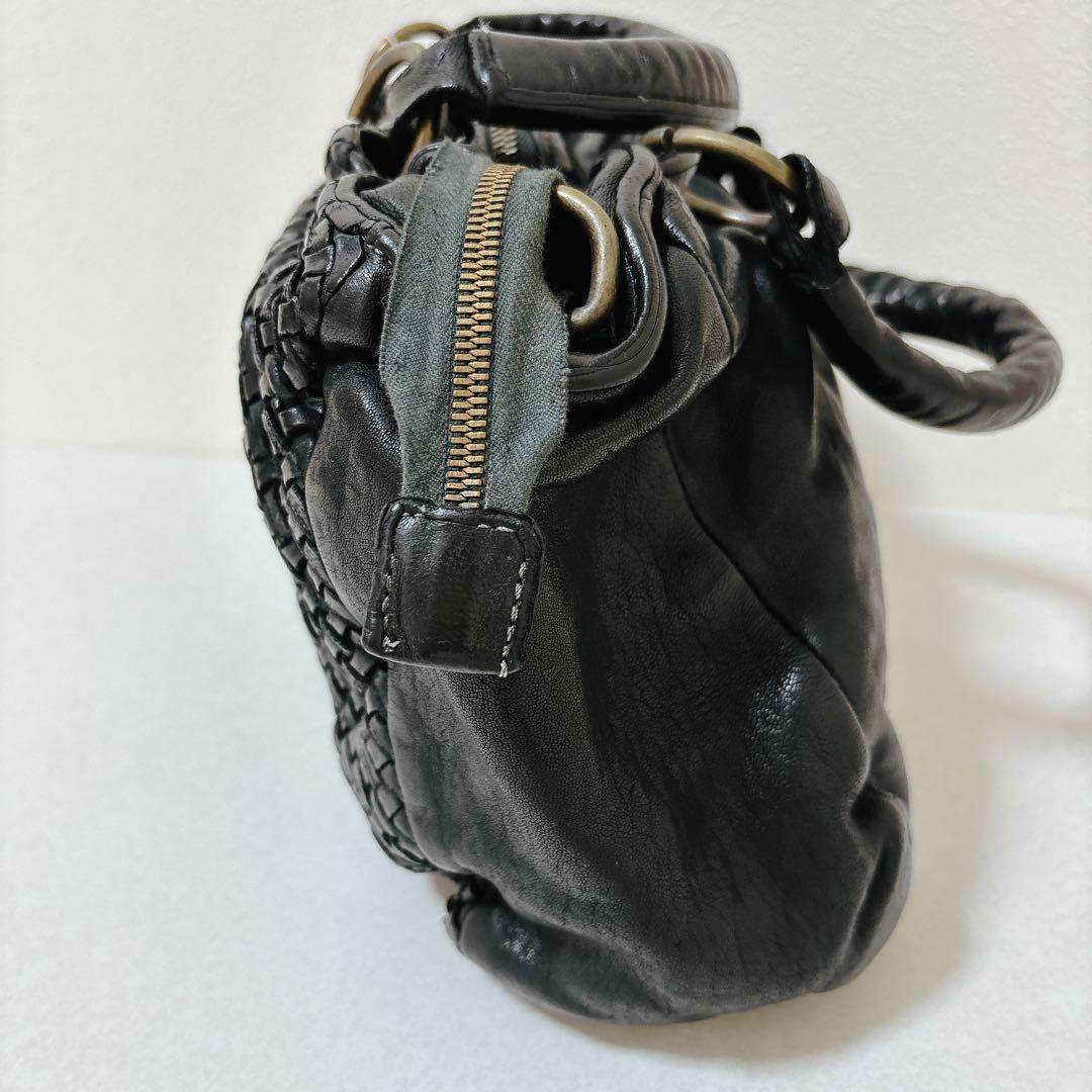 ブルーノロッシ イタリア製 ボストンバッグ ショルダーバッグ 黒 ブラック