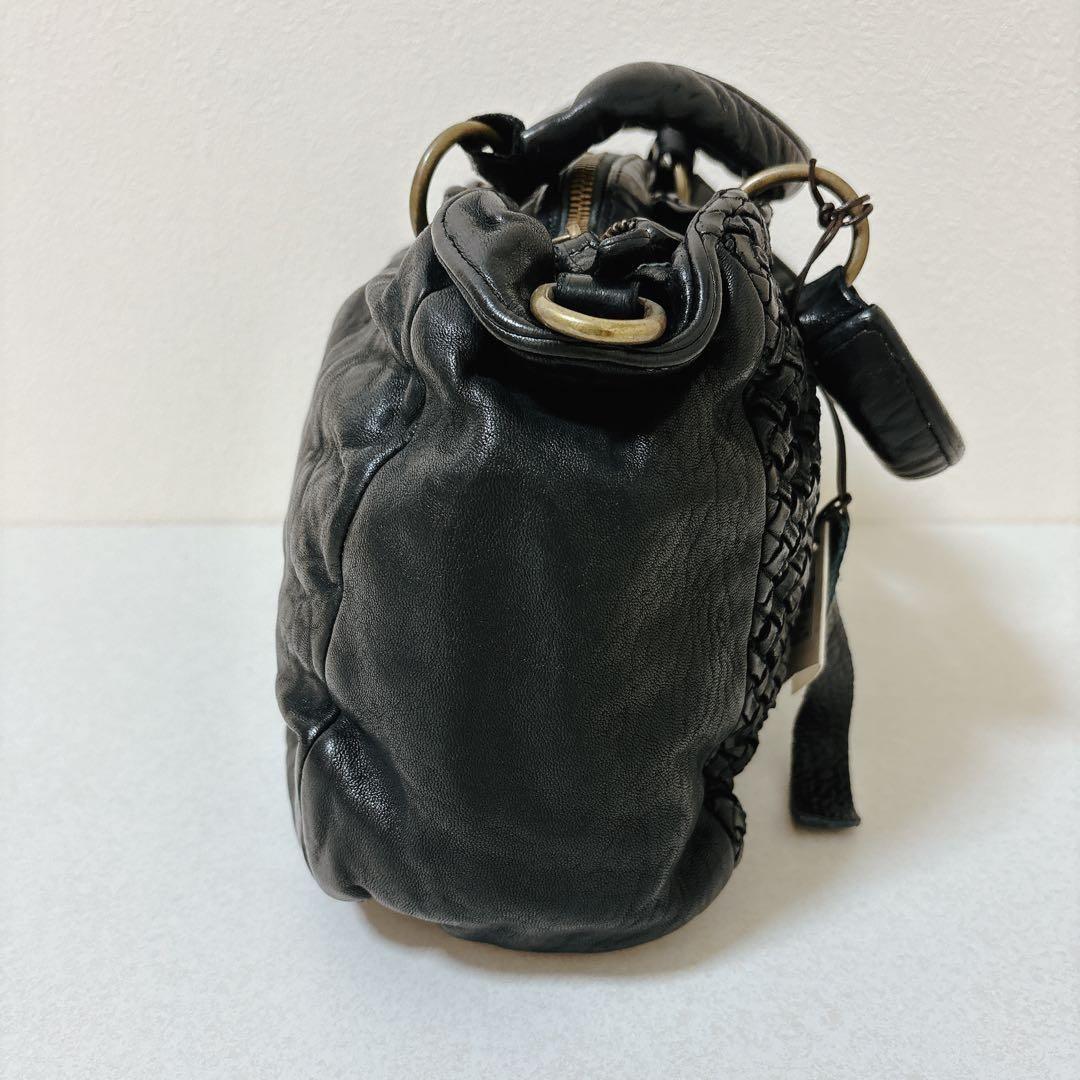 ブルーノロッシ イタリア製 ボストンバッグ ショルダーバッグ 黒 ブラック