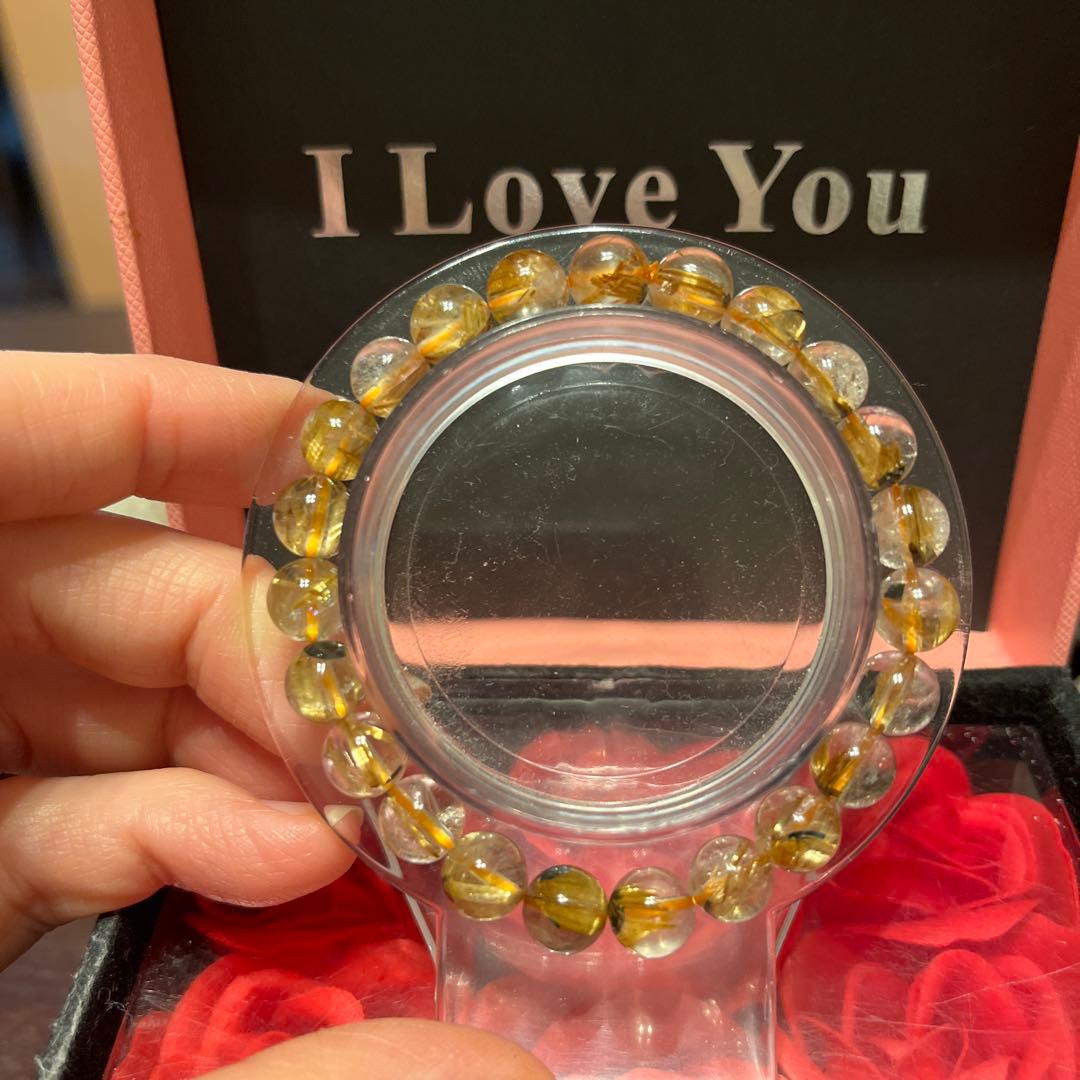 天然石ブレスレット　タイチンルチルクォーツ ゴールドルチルクォーツ