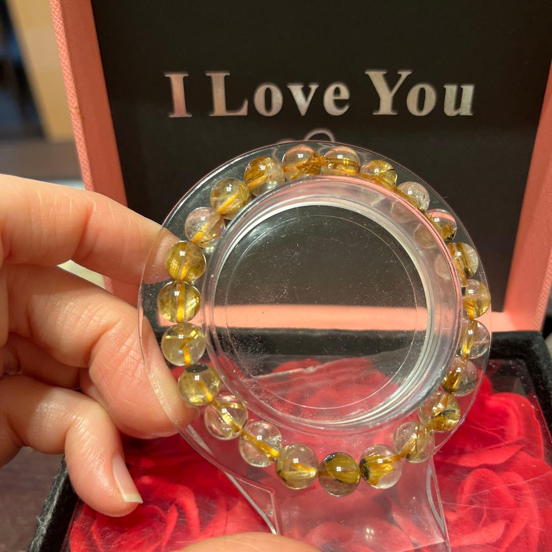 天然石ブレスレット　タイチンルチルクォーツ ゴールドルチルクォーツ