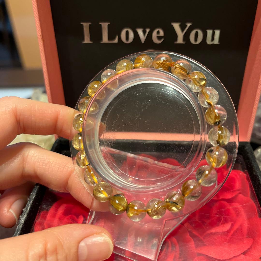 天然石ブレスレット　タイチンルチルクォーツ ゴールドルチルクォーツ