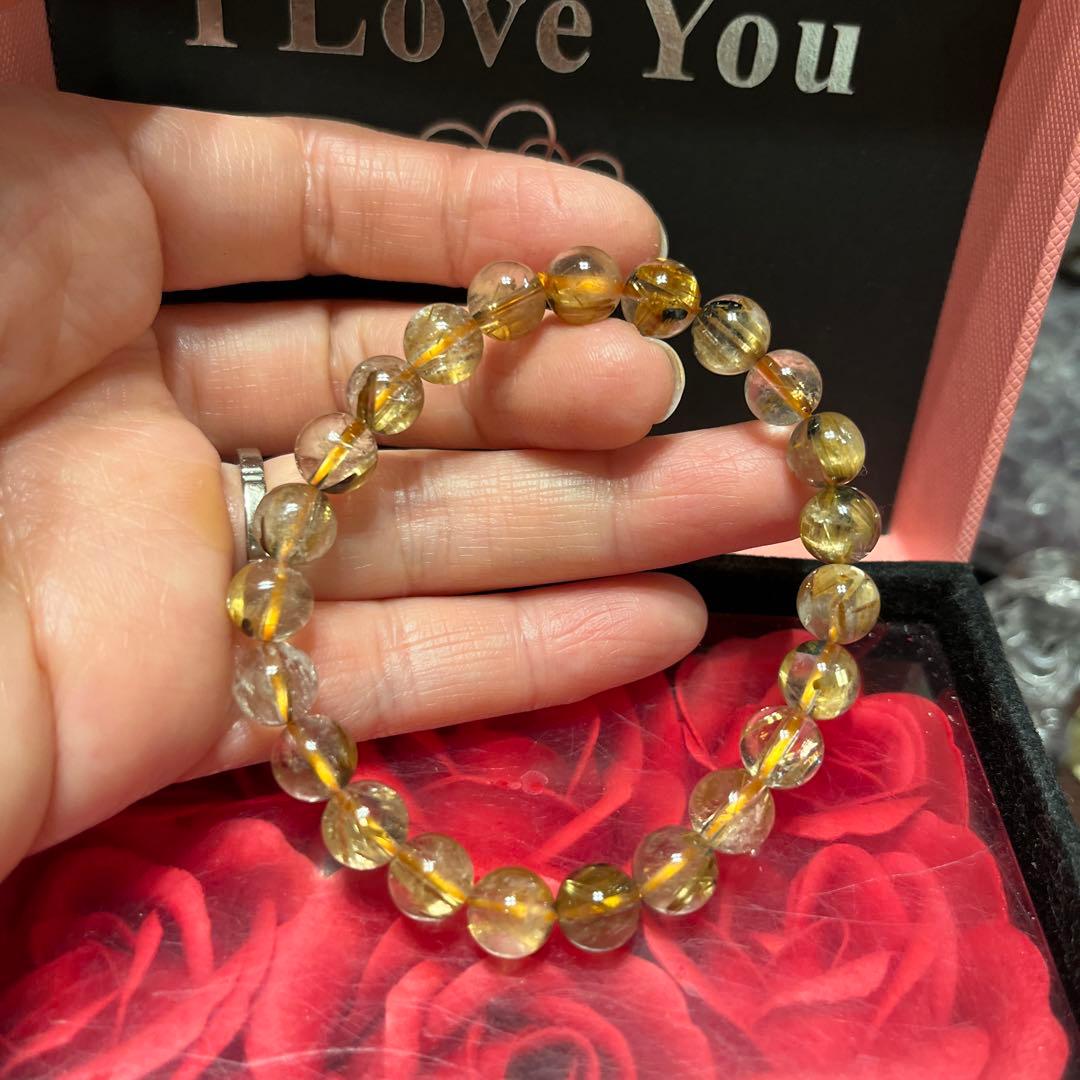 天然石ブレスレット　タイチンルチルクォーツ ゴールドルチルクォーツ