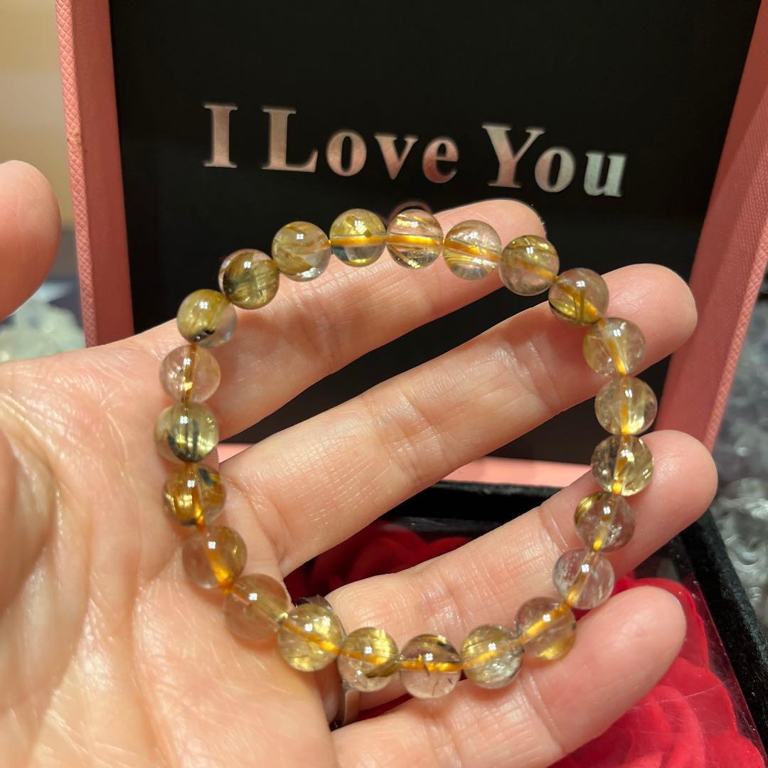 天然石ブレスレット　タイチンルチルクォーツ ゴールドルチルクォーツ