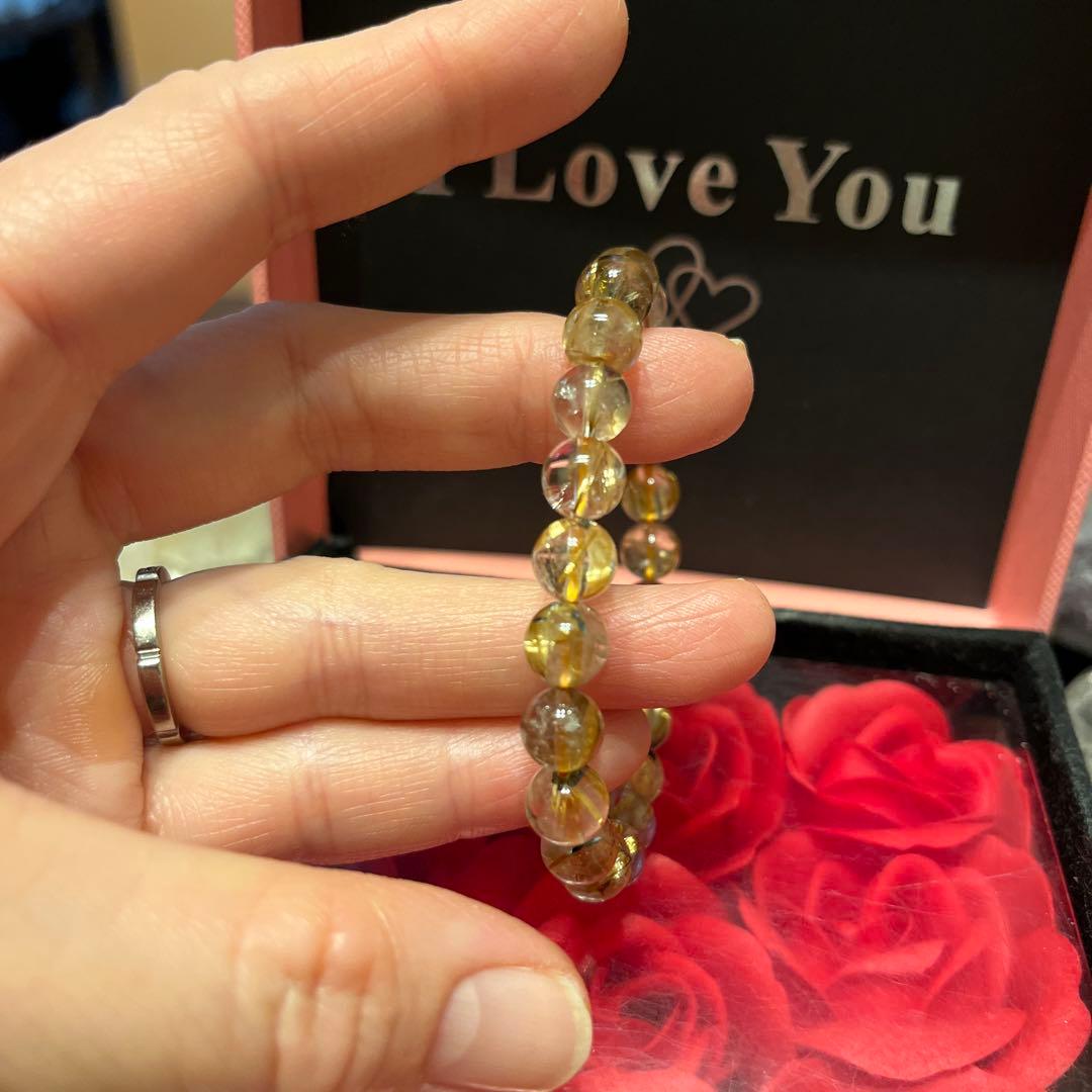 天然石ブレスレット　タイチンルチルクォーツ ゴールドルチルクォーツ