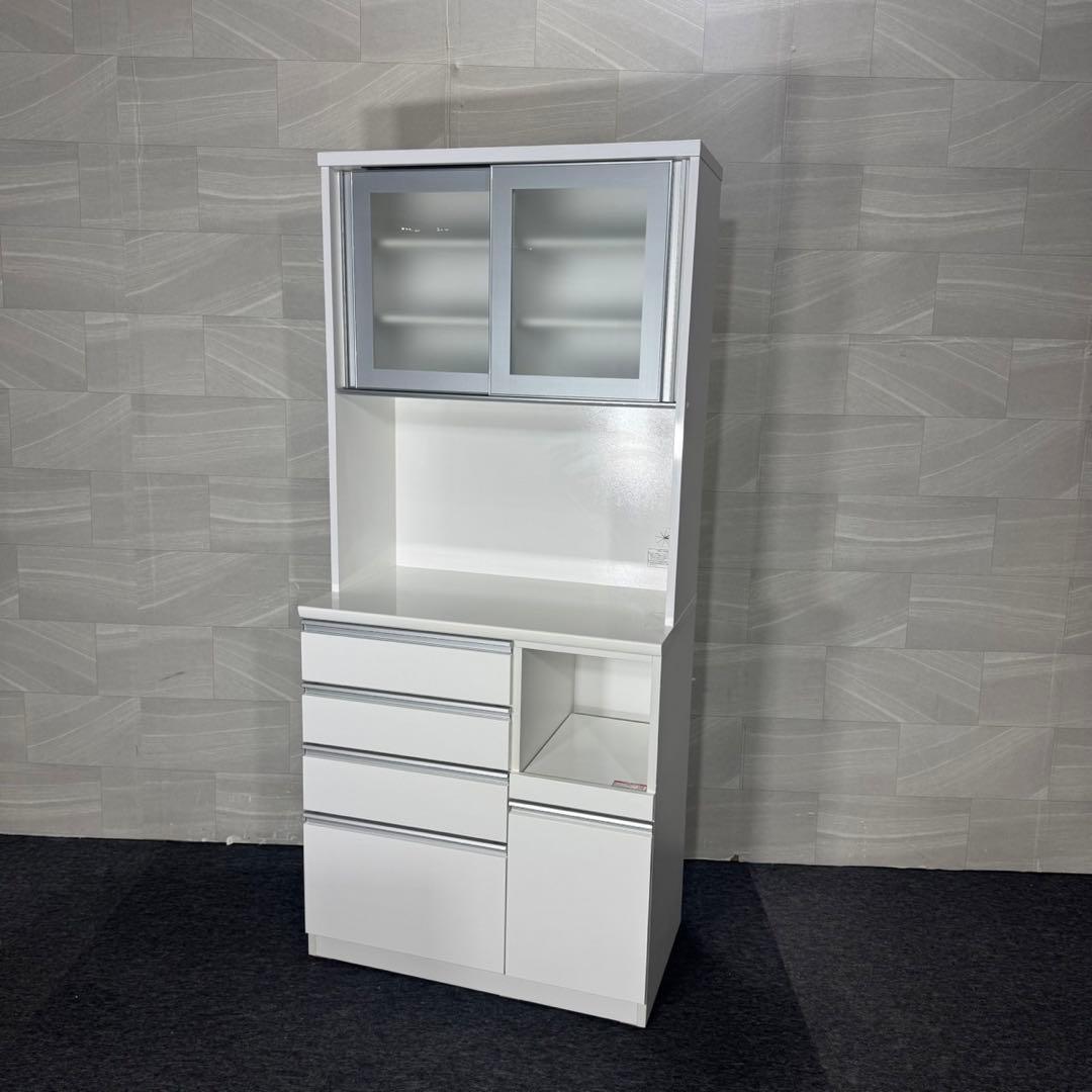 ニトリ 食器棚 幅90cm キッチンボード ホワイト 白 d5217