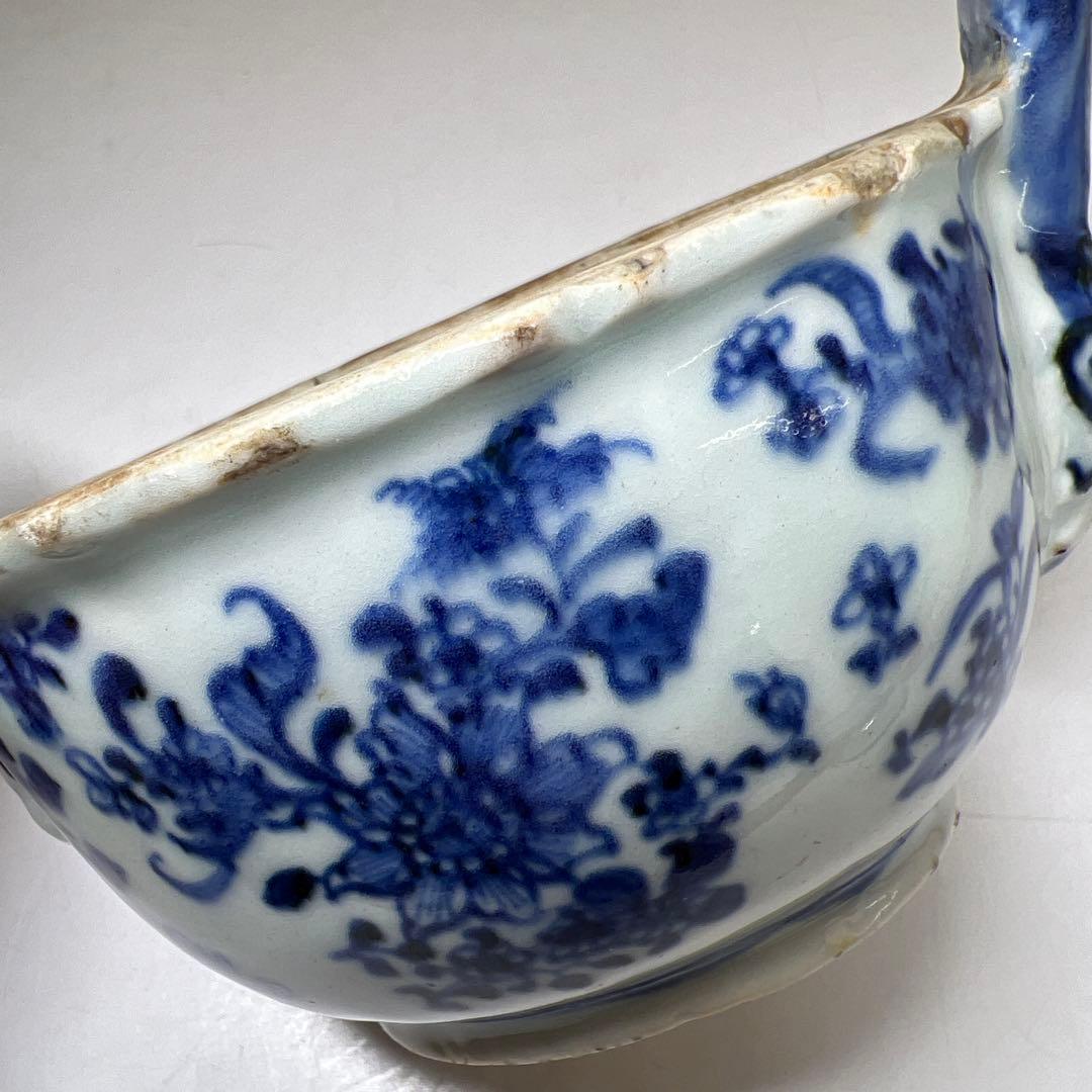 中国明末清朝時代　古染付極上手　替火屋付香炉　共箱　東Y8-0313☆2F