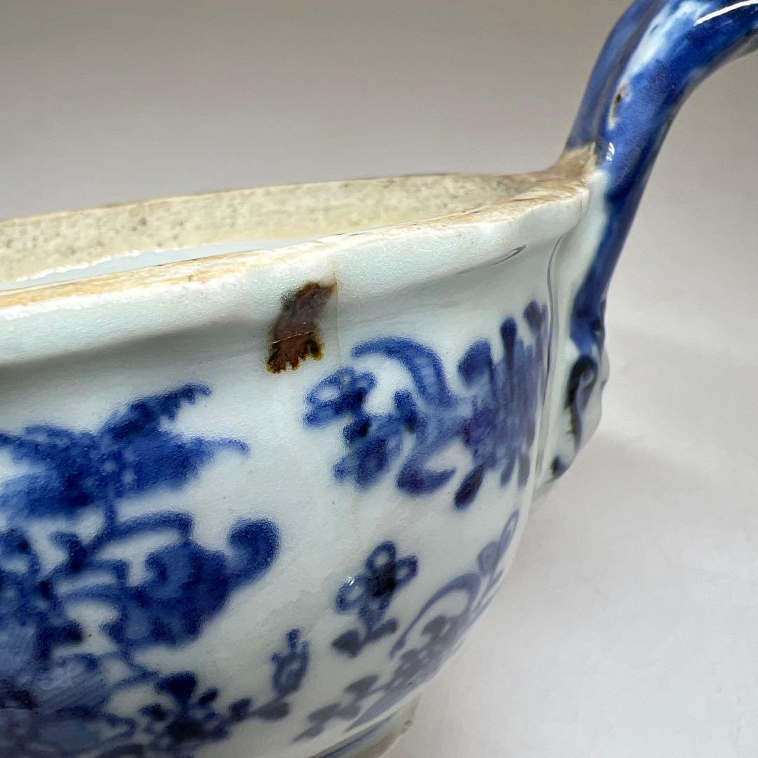 中国明末清朝時代　古染付極上手　替火屋付香炉　共箱　東Y8-0313☆2F