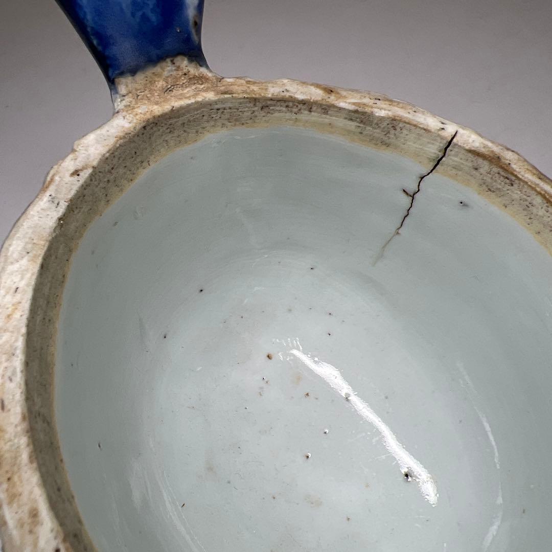 中国明末清朝時代　古染付極上手　替火屋付香炉　共箱　東Y8-0313☆2F