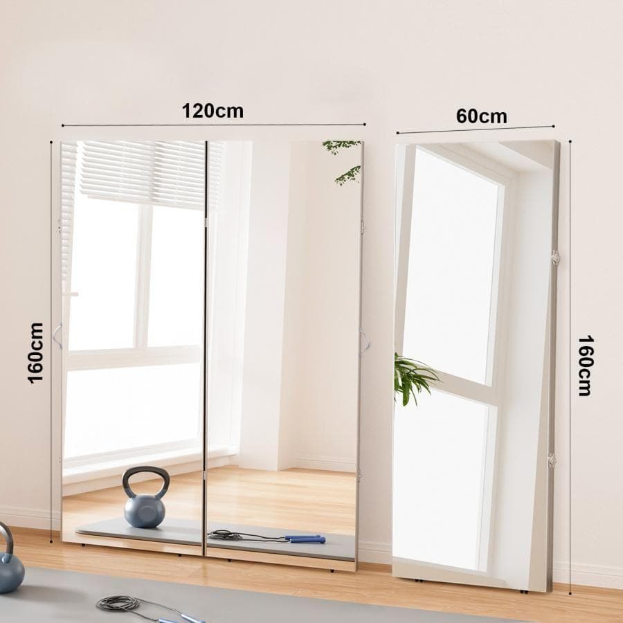 フィルムミラー 割れない鏡 60x2枚 全身鏡 姿見 2つ折り シルバー2811