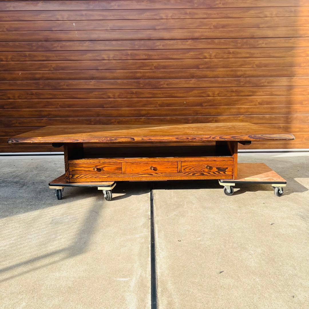 美品 高級 座卓 センターテーブル 一枚板 無垢 和室 ローテーブル 引き出し