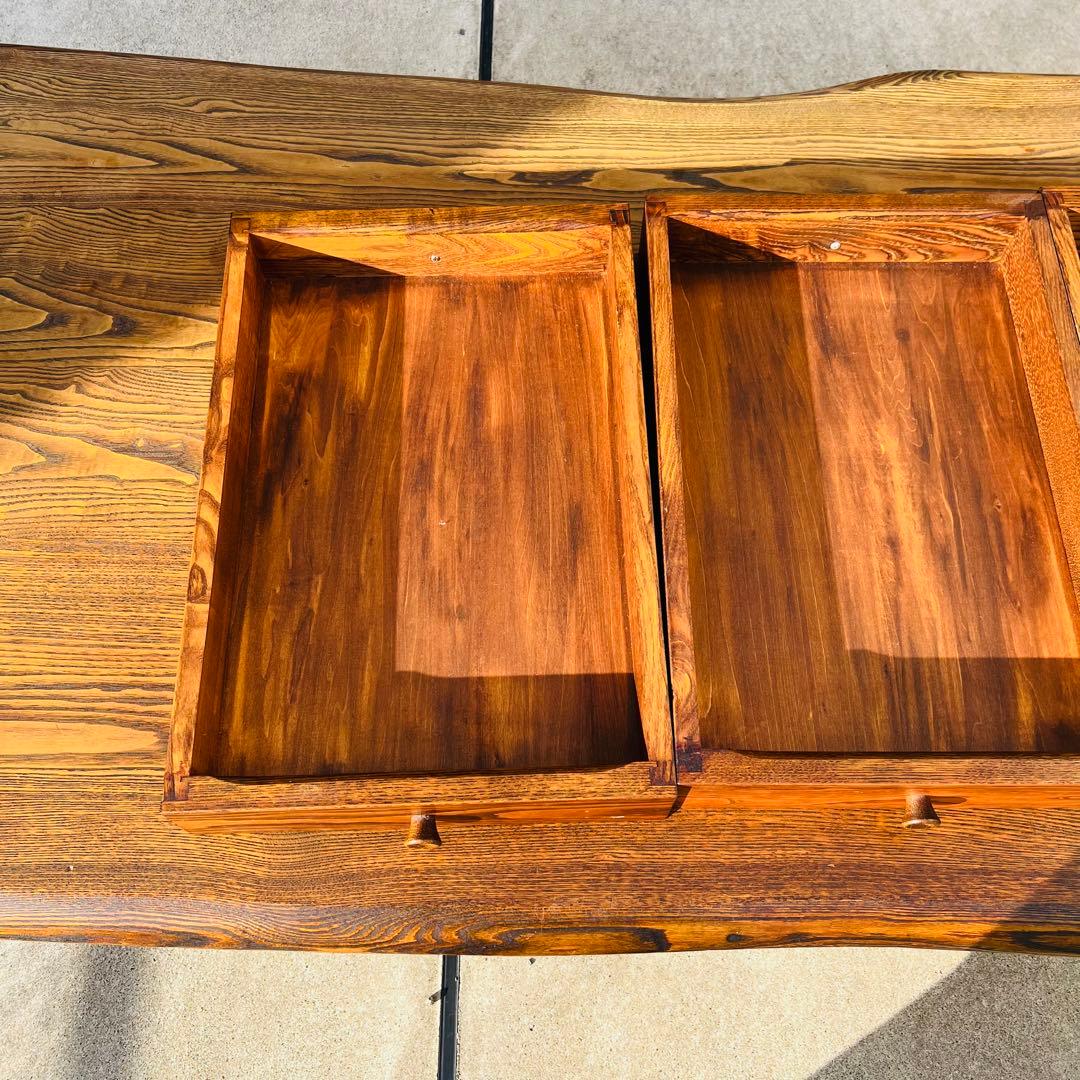 美品 高級 座卓 センターテーブル 一枚板 無垢 和室 ローテーブル 引き出し