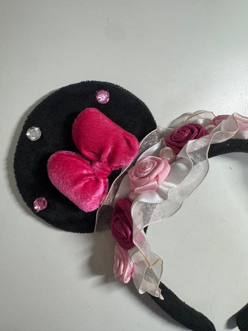 ディズニー カチューシャ ミニー バラ ピンク フリル