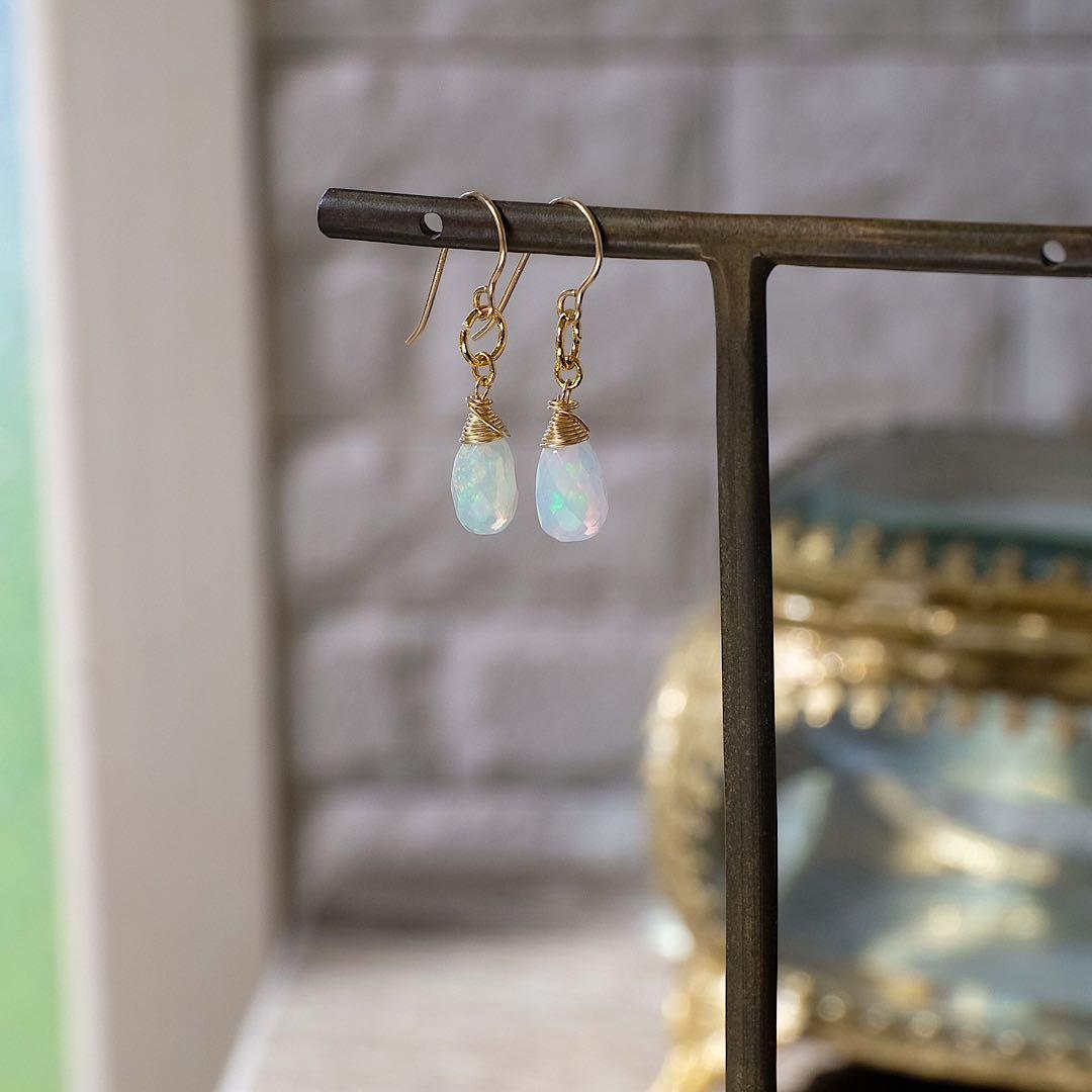 14kgfエチオピアオパールドロップピアス/いや