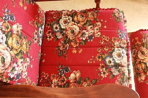 ビンテージ　東洋家具製　ロッキングチェア　オットマン付き　花柄　TOYO