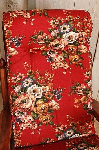 ビンテージ　東洋家具製　ロッキングチェア　オットマン付き　花柄　TOYO