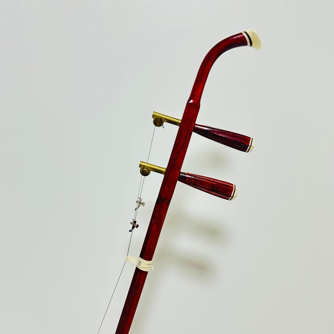 【希少美品】高級 二胡 本革 蛇革 中国 民族楽器 紅木 ハードケース付き