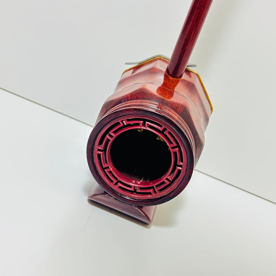 【希少美品】高級 二胡 本革 蛇革 中国 民族楽器 紅木 ハードケース付き