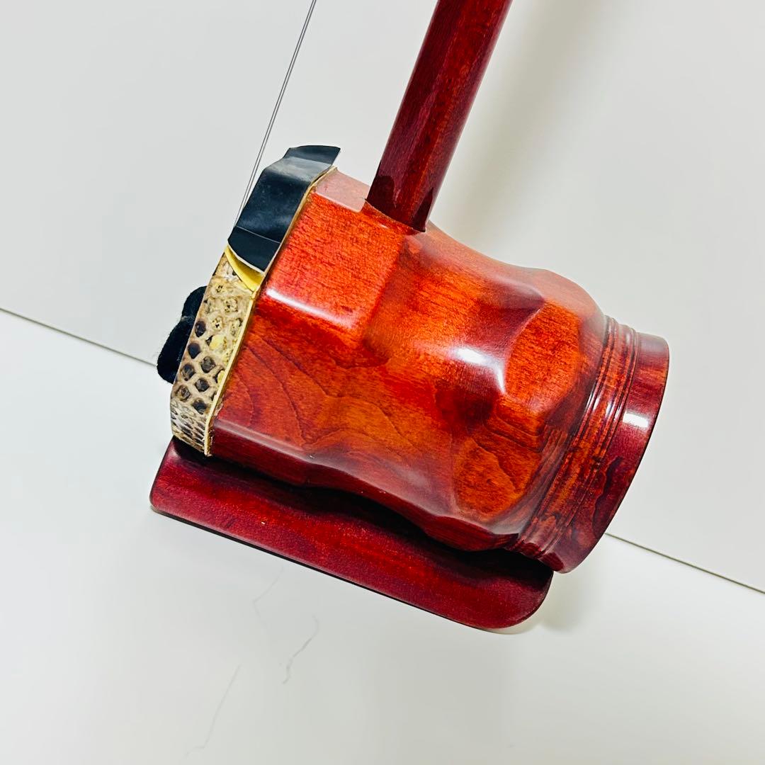 【希少美品】高級 二胡 本革 蛇革 中国 民族楽器 紅木 ハードケース付き