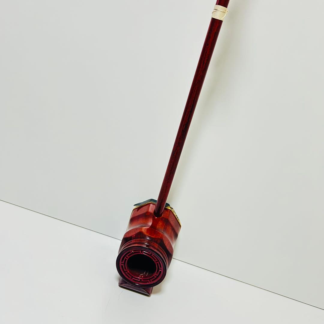 【希少美品】高級 二胡 本革 蛇革 中国 民族楽器 紅木 ハードケース付き