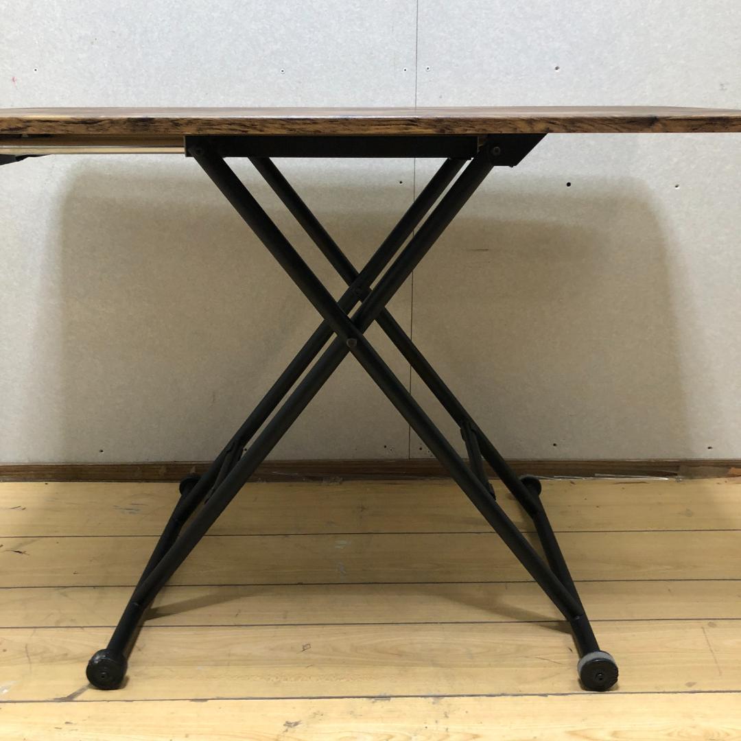 【送料無料】ガス昇降式 折りたたみテーブル キャスター付き デスク 250802