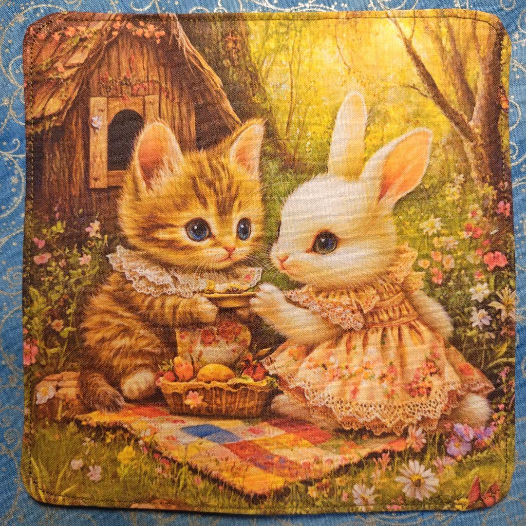 yourelia 4重ハンカチ　ネコちゃん柄　18枚