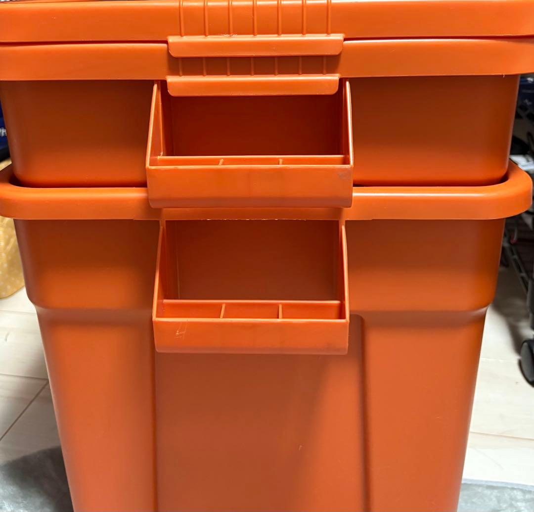 2/28まで　ソー　75L 2個セット　天板付き　コンテナ　オレンジ