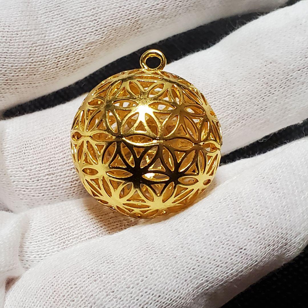 2793・10こ　フラワーオブライフ立体チャーム　空洞タイプ　アクセサリーパーツ