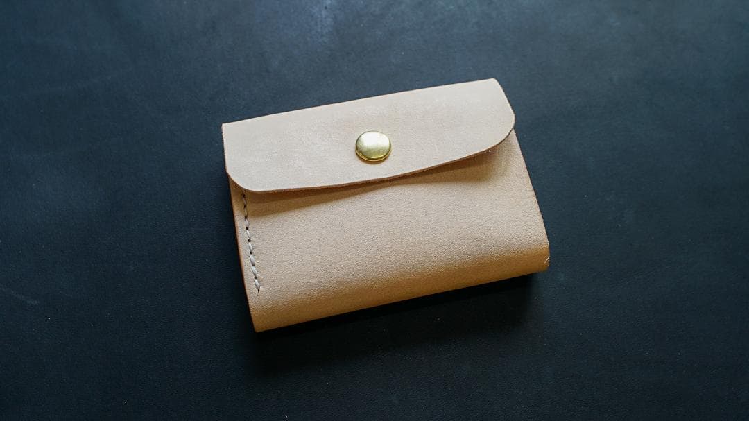 タンニン鞣し ヌメ革 手のひらサイズのお財布 コンパクトウォレット 三つ折り財布