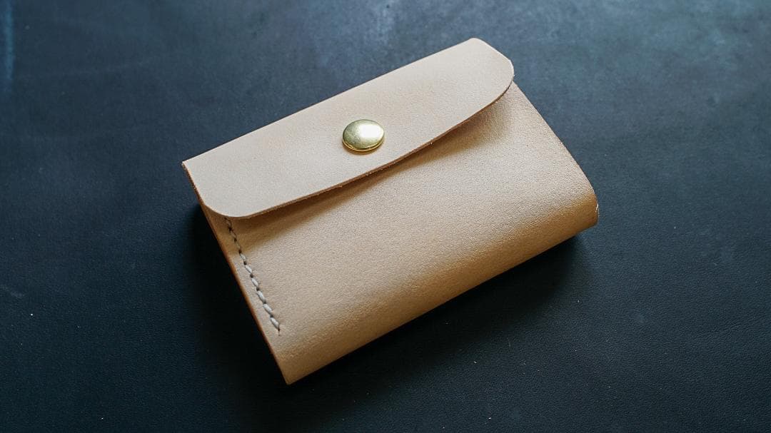タンニン鞣し ヌメ革 手のひらサイズのお財布 コンパクトウォレット 三つ折り財布