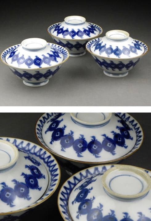 道光年製 古い染付茶碗3客 中国美術 唐物 清朝 茶道具