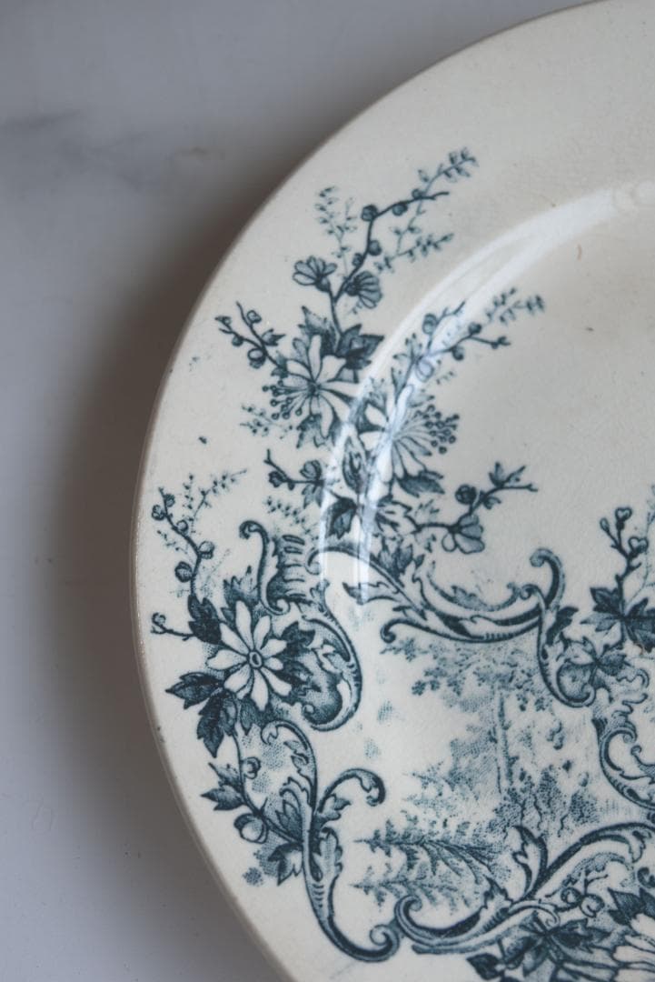 美品ショワジー・ル・ロワ　ブルーのポンパドール　デセール皿　POMPADOUR