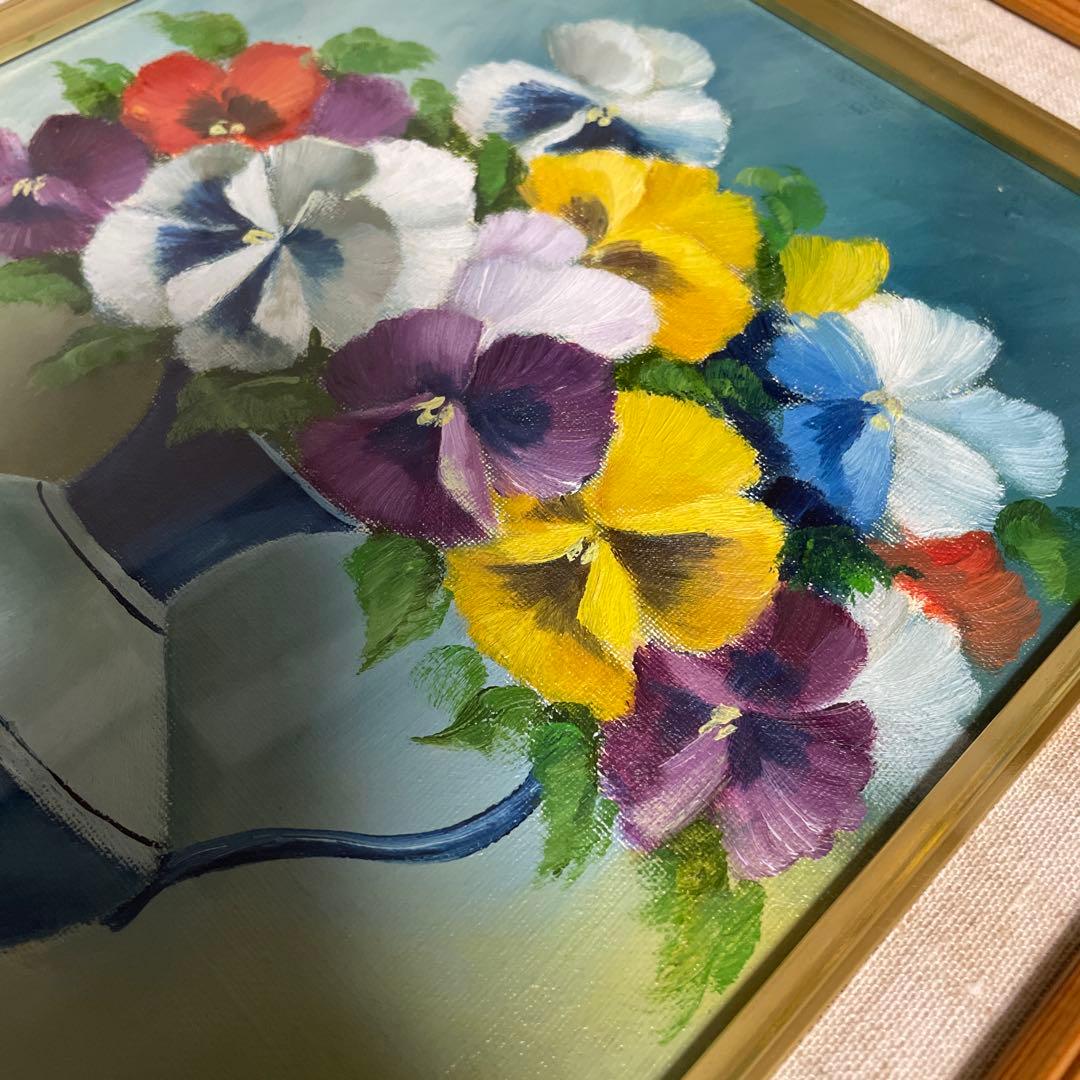 垣内宏乃 油絵/油彩 パンジー　額付 中古 静物画/植物画 Hirono