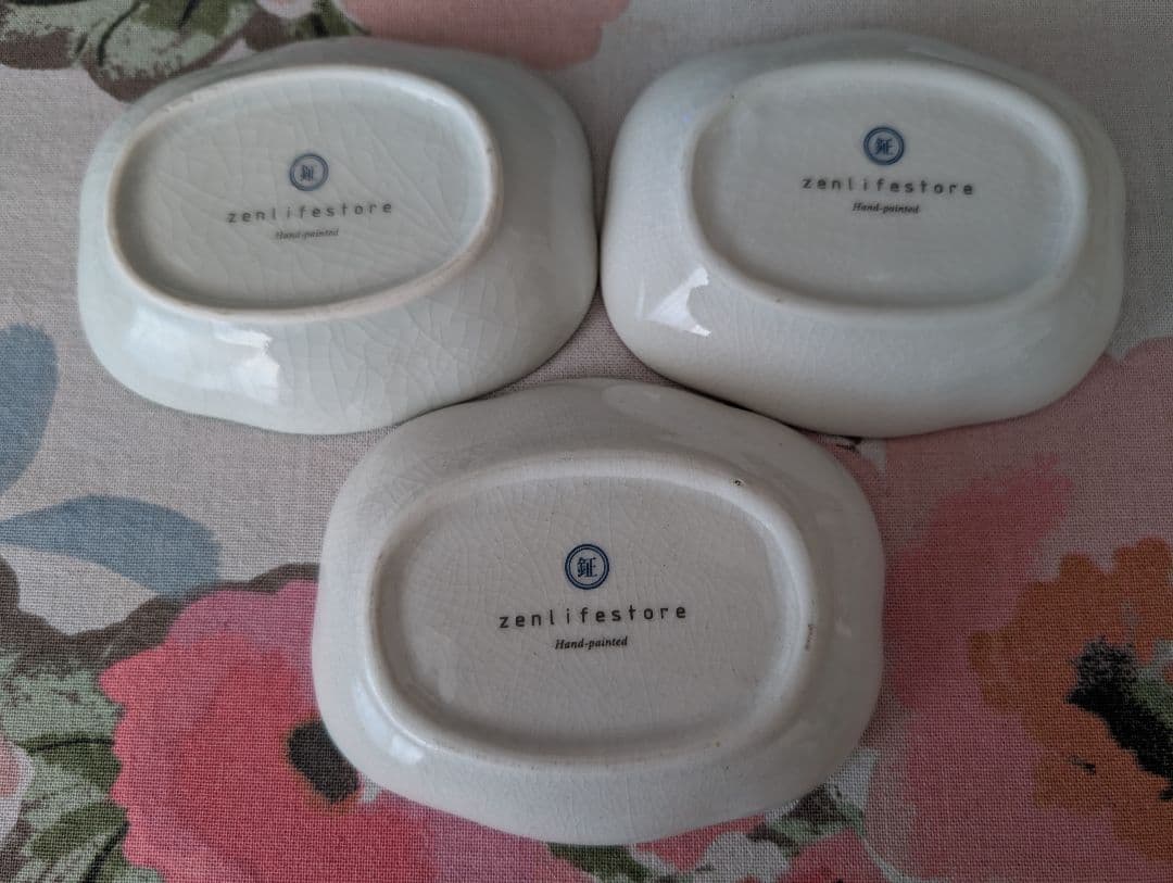 zenlifestore 鳥とお花の美しい豆皿 3枚 上海 鉦 シノワズリ