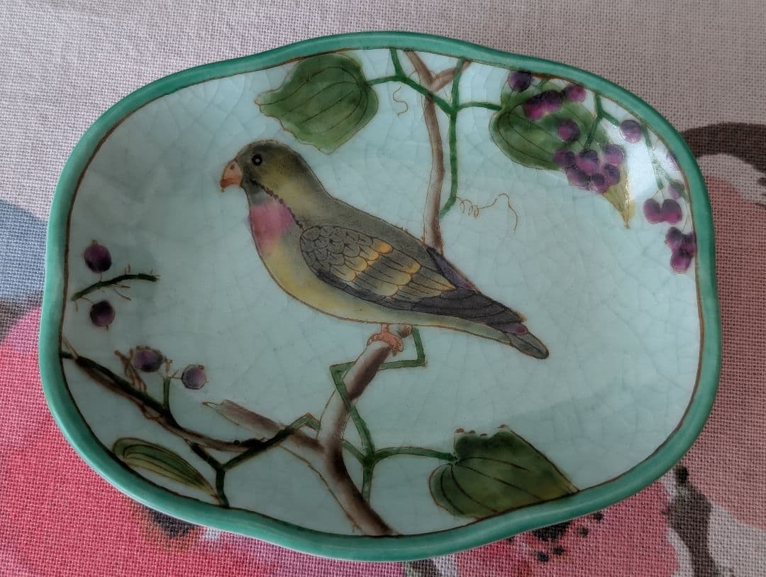 zenlifestore 鳥とお花の美しい豆皿 3枚 上海 鉦 シノワズリ