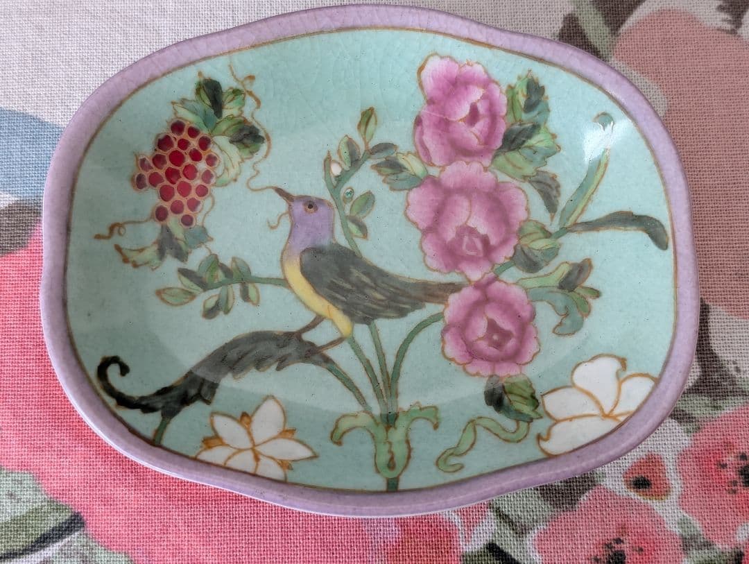 zenlifestore 鳥とお花の美しい豆皿 3枚 上海 鉦 シノワズリ