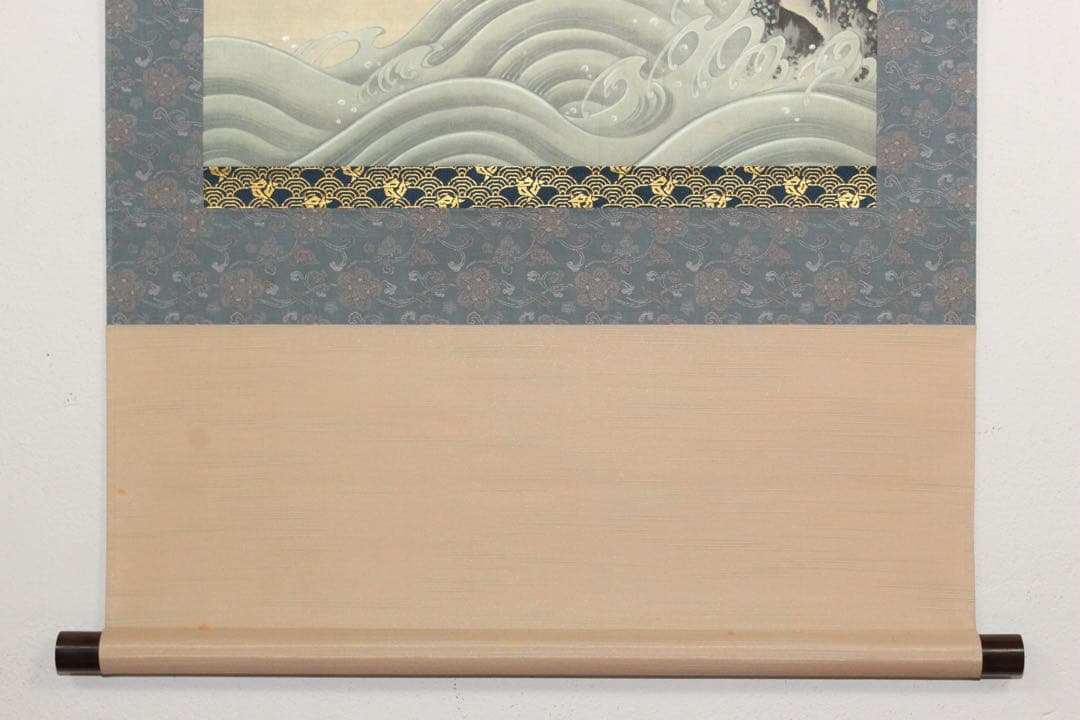 No5900 掛軸　印刷工芸　「伊藤若沖　白鶴図」　絹本　共箱/畳箱　送料無料