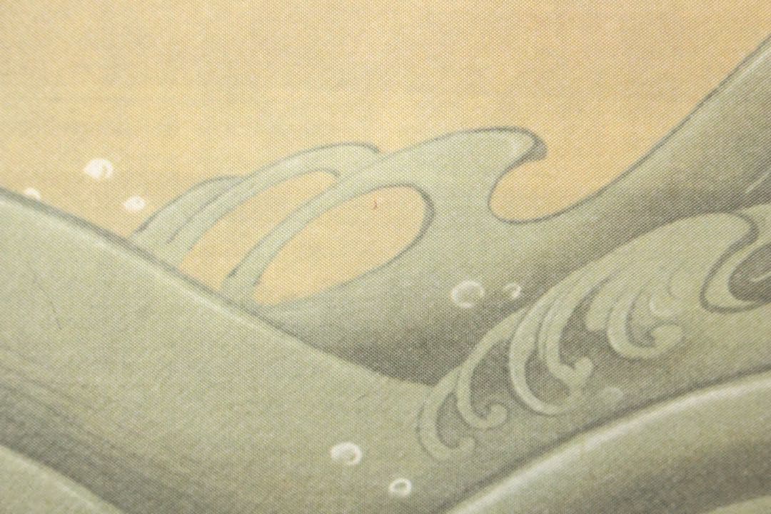 No5900 掛軸　印刷工芸　「伊藤若沖　白鶴図」　絹本　共箱/畳箱　送料無料