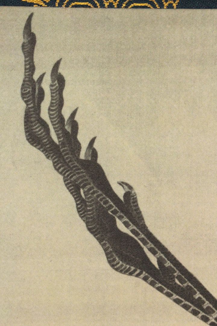 No5900 掛軸　印刷工芸　「伊藤若沖　白鶴図」　絹本　共箱/畳箱　送料無料