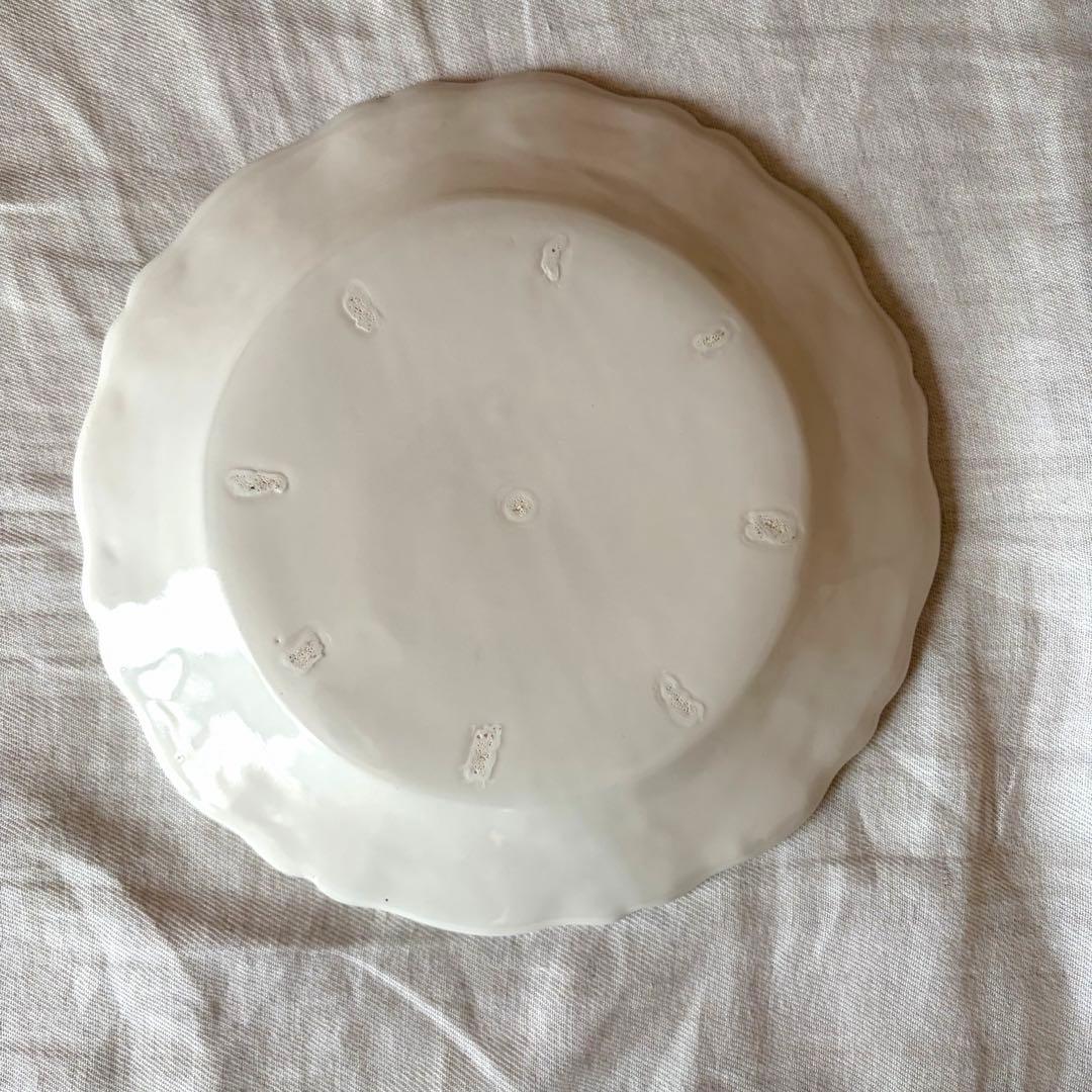 【未使用 美品】河合竜彦 花リム レリーフ皿 25cm