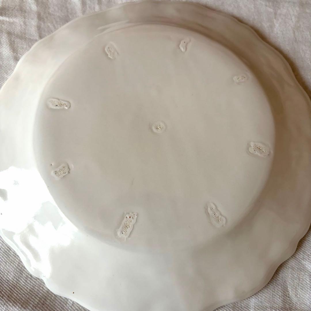 【未使用 美品】河合竜彦 花リム レリーフ皿 25cm