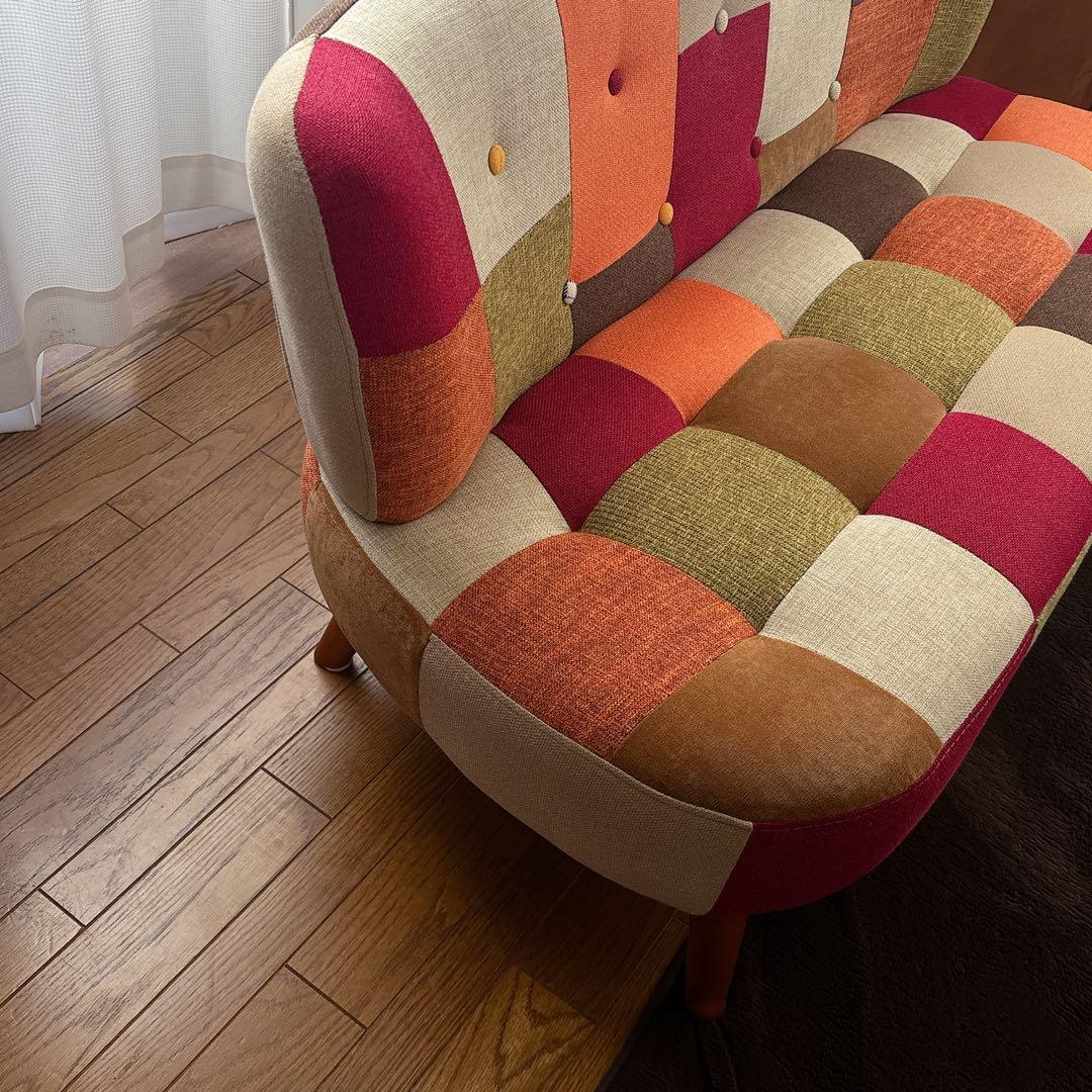 オシャレ】不二貿易 2人掛け ソファ パッチワーク ニノなのに インスタ映え